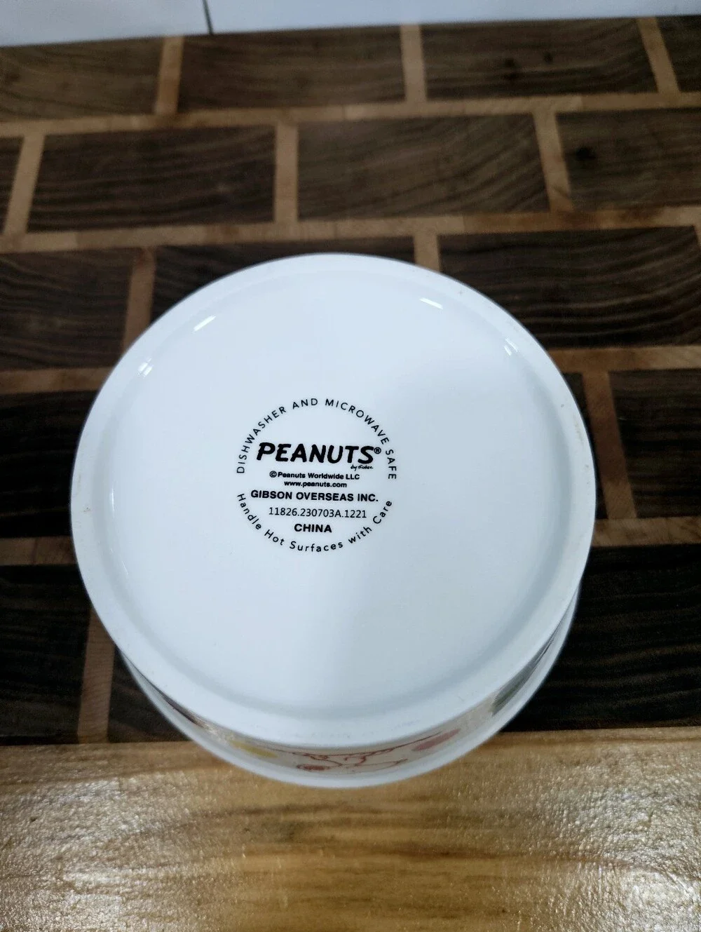 Ceramic Peanuts Snoopy & Woodstock Floral Pet Dog Feeding Water Bowl